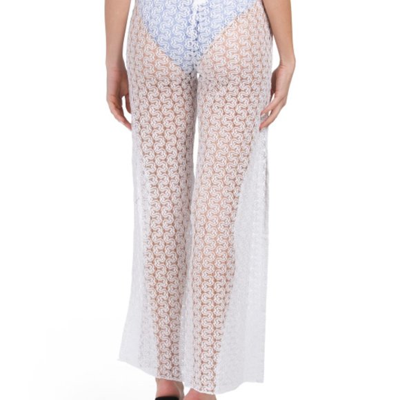 BECCA White Split Leg Crochet Cover-up Pants NWT - Picture 3 of 4